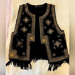 Zara beaded fringe vest